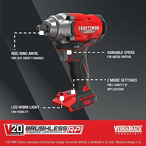 CRAFTSMAN V20 Cordless Impact Wrench, 1/2 inch, Bare Tool Only (CMCF921B) - Image 2