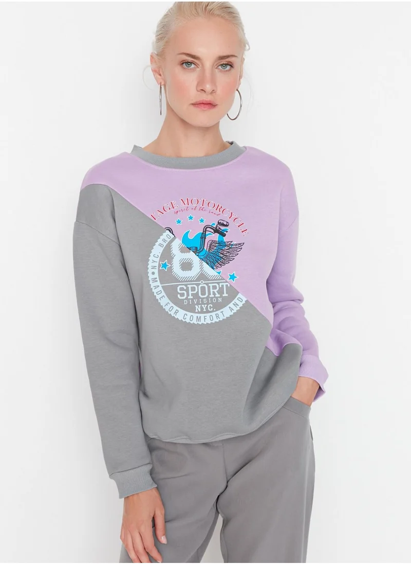 trendyol Colorblock Printed Sweatshirt