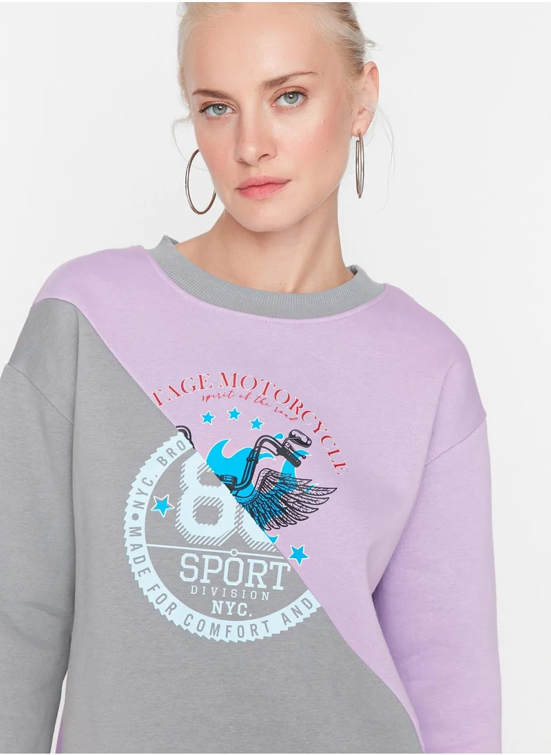 trendyol Colorblock Printed Sweatshirt