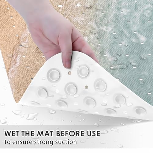Culudea Beach Starfish Shells Bath Mat for Tub Non Slip, Blue Sea Ocean 40 X 16 Inch Extra Long Bathtub Mat for Tub Anti Slip with Suction Cups and Drain Holes for Kids Adults Elderly - Image 5