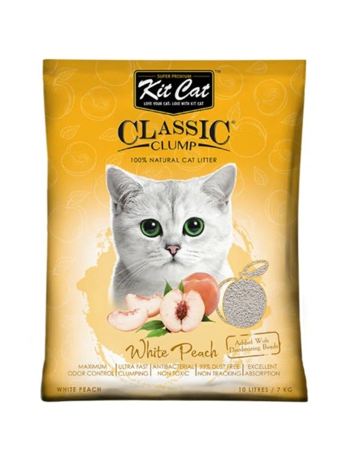Kit Cat Classic Clump White Peach Cat Litter. 10 liters- 7 kg. - Image 1