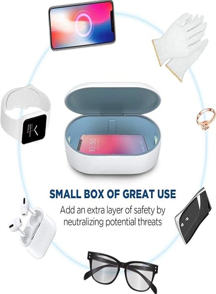 UV sterilizer with wireless charger, cleaning box with aroma diffuser, portable disinfection box for masks, toothbrushes, glasses, headphones, jewelry - Image 1