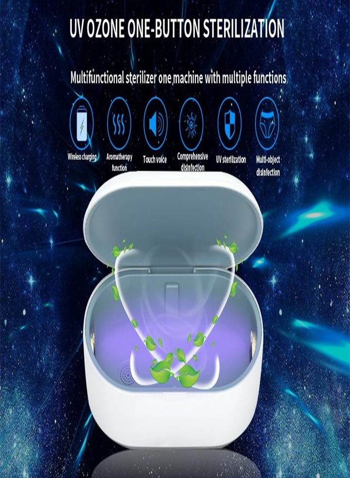 UV sterilizer with wireless charger, cleaning box with aroma diffuser, portable disinfection box for masks, toothbrushes, glasses, headphones, jewelry - Image 2