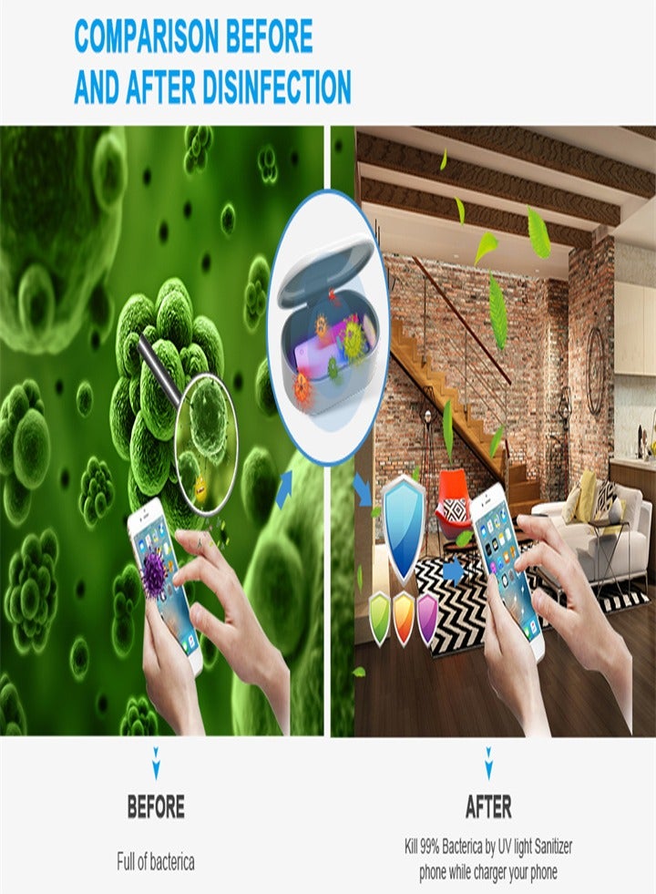 UV sterilizer with wireless charger, cleaning box with aroma diffuser, portable disinfection box for masks, toothbrushes, glasses, headphones, jewelry - Image 4