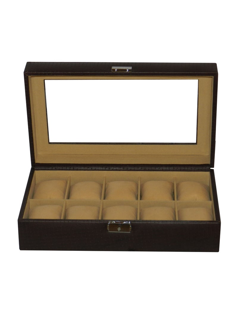 LAVERI LEATHER Laveri Watch Box for Men Women (10 Slots), Premium  Leather Watch Case  Organizer with Lock, Removable Pillow - Image 1