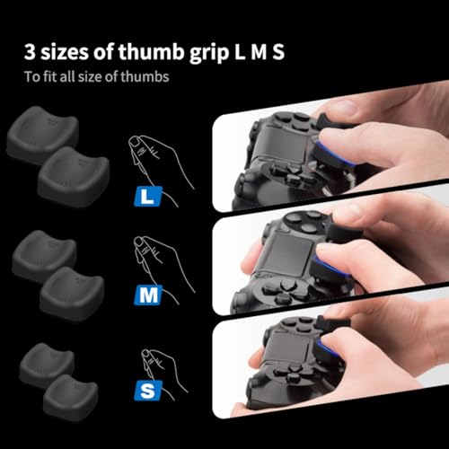 NiTHO FPS Gaming Kit for PS4 Controller, Customizing Enhancers Kit with 3 Sizes of Thumb Grip Caps, Ergonomic Triggers and Stickers, Analog Mini-Stick Precision Rings, Accessories for PS4 - Black - Image 4