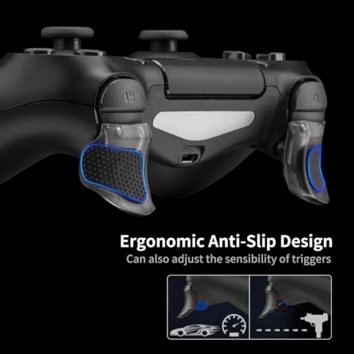 NiTHO FPS Gaming Kit for PS4 Controller, Customizing Enhancers Kit with 3 Sizes of Thumb Grip Caps, Ergonomic Triggers and Stickers, Analog Mini-Stick Precision Rings, Accessories for PS4 - Black - Image 5