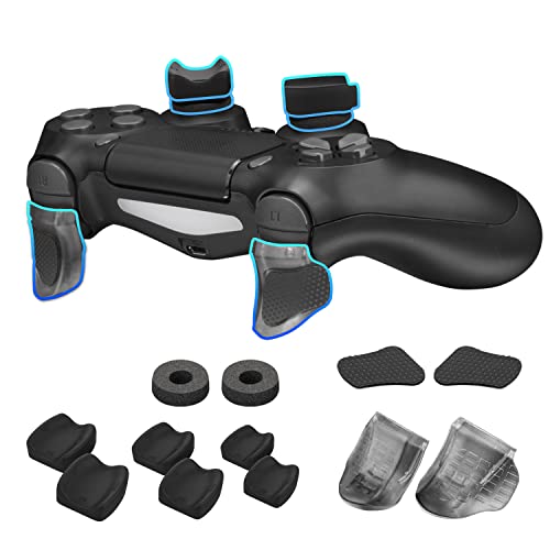 NiTHO FPS Gaming Kit for PS4 Controller, Customizing Enhancers Kit with 3 Sizes of Thumb Grip Caps, Ergonomic Triggers and Stickers, Analog Mini-Stick Precision Rings, Accessories for PS4 - Black - Image 1