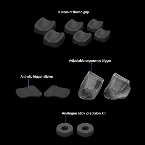 NiTHO FPS Gaming Kit for PS4 Controller, Customizing Enhancers Kit with 3 Sizes of Thumb Grip Caps, Ergonomic Triggers and Stickers, Analog Mini-Stick Precision Rings, Accessories for PS4 - Black - Image 3