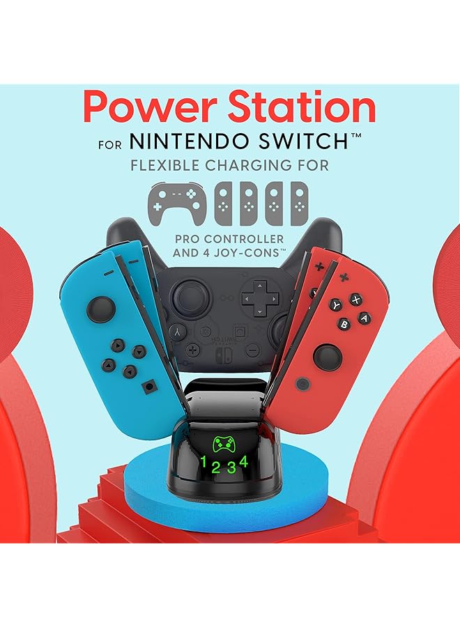 KASTWAVE 5 In 1 Game Controller Charger Station Compatible With Switch + Switch Oled Charging Dock For 4 Joy Con Controllers & 1 Pro Controller Includes 5 Foot Usb C Cable - Image 5