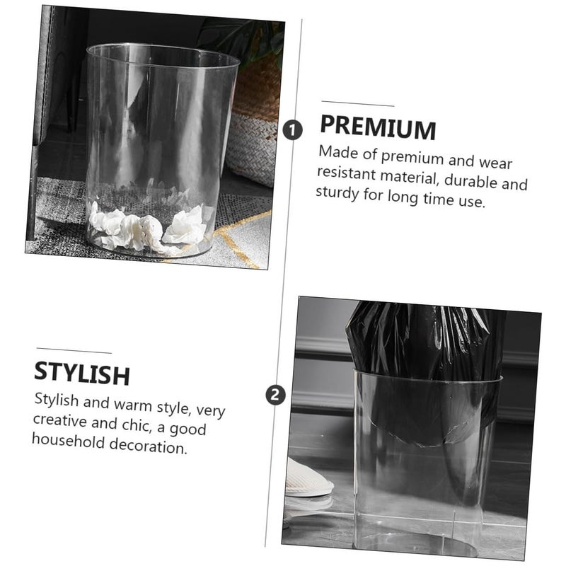 Modern Transparent Wastepaper Bin Nordic Design Random Stripe Pattern Smooth Finish Safe Edges - Image 3