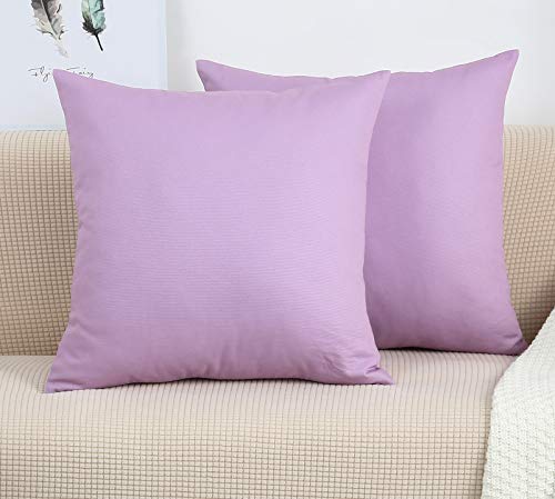 TangDepot Cotton Solid Throw Pillow Covers, 22" x 22" , Light Purple Lavende, 1 Count (Pack of 1) - Image 2