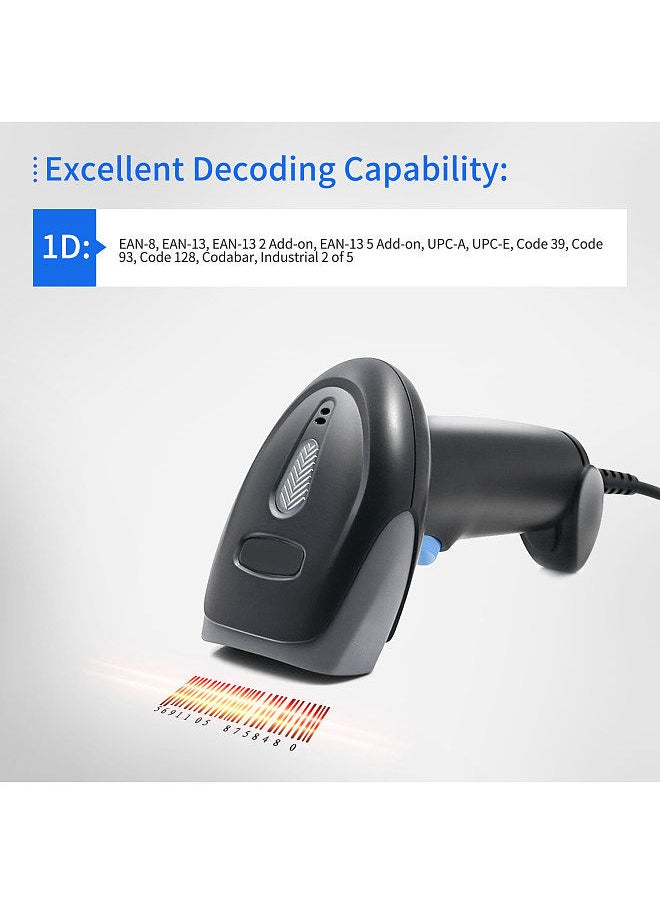 Handheld Barcode Scanner 1D Code Scanner 2.4G Wireless & USB Wired Bar Code Reader Compatible with Windows Android Mac Linux for Supermarket Retail Library Logistics Warehouse