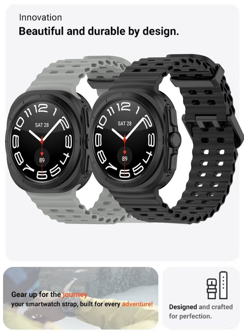 X-level 2 Pieces Samsung Galaxy Watch Ultra 2025 47mm Soft Silicone Replacement Strap - High Quality, Lightweight, Stylish & Durable - Easy Installation - Replacement Strap for Samsung Galaxy Watch Ultra 2025 47mm - Image 2