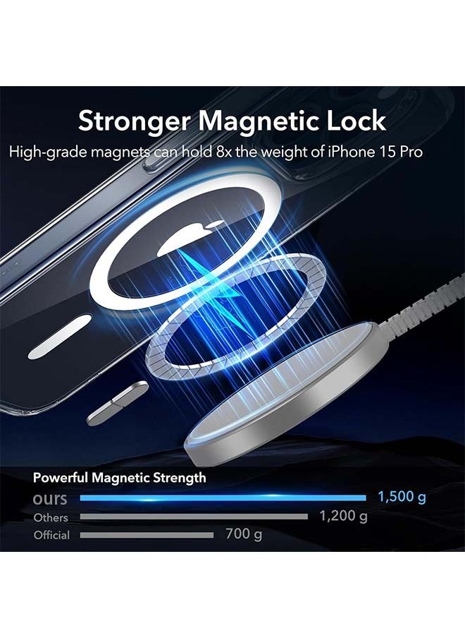 Vosiburo - iPhone 15 Pro agsafe Case Clear【N52 Stronger Magnets】【Shockproof Protection】iPhone 15 Pro Cover Anti-Yellow & Anti-Scratch, Ultra Slim, Magnetic Cover for 15 Pro 6.1 inch Clear - Image 1