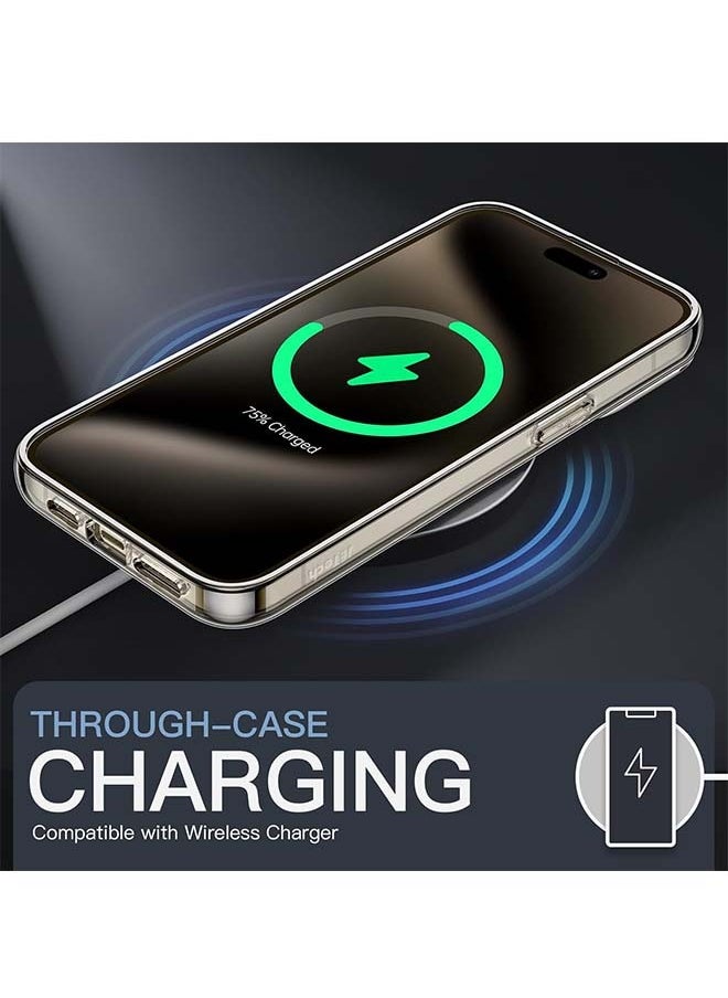 Vosiburo - iPhone 15 Pro agsafe Case Clear【N52 Stronger Magnets】【Shockproof Protection】iPhone 15 Pro Cover Anti-Yellow & Anti-Scratch, Ultra Slim, Magnetic Cover for 15 Pro 6.1 inch Clear - Image 1