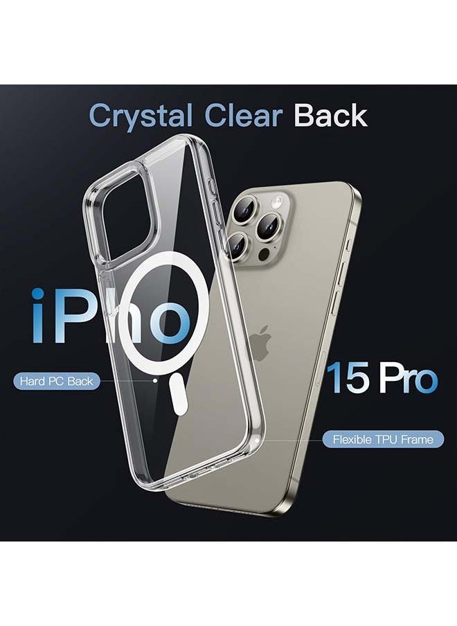 Vosiburo - iPhone 15 Pro agsafe Case Clear【N52 Stronger Magnets】【Shockproof Protection】iPhone 15 Pro Cover Anti-Yellow & Anti-Scratch, Ultra Slim, Magnetic Cover for 15 Pro 6.1 inch Clear - Image 1