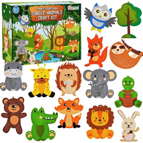 Garma Animal Sewing Kit for Kids 14 in 1 Kids Sewing Crafts Kit for Beginners Mini Sewing Kits for Kid 58 812 Easy Sew Your Own Felt Animals DIY Craft Set for Boys Girls Birthday - Image 1