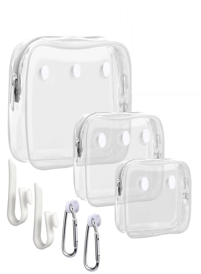 Everfunny 3 Pcs Clear Bogg Beach Tote Bag with 4 Pcs Insert Hooks Accessories for Bogg Bags Travel Makeup Clean Toiletry Brush Organizer Cosmetic Divider Storage Inner Pouch (White set of 3) - Image 1