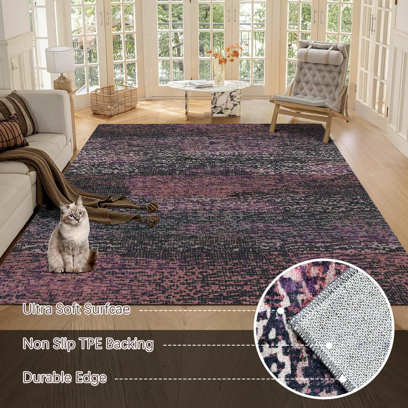 RUGSURE Washable Area Rug - 1/6 Thick - Stain & Water Resistant Non-Slip - Resistant Rug for Living Room, Bedroom, Nursery, Pet & Child Friendly, Vintage Charm Area Rugs (Burgundy, 4' x 6') - Image 5