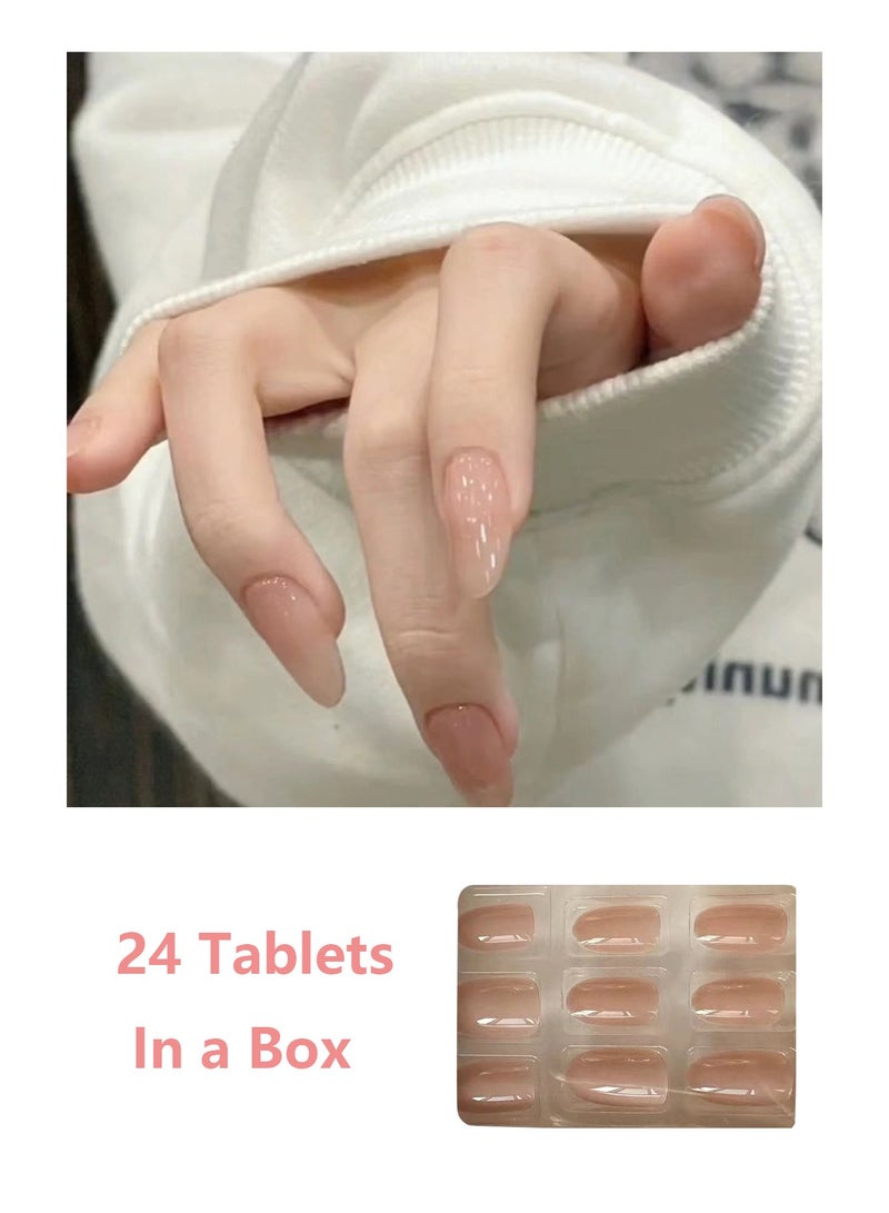 24 Pieces False Nails Set Detachable Nail Stickers