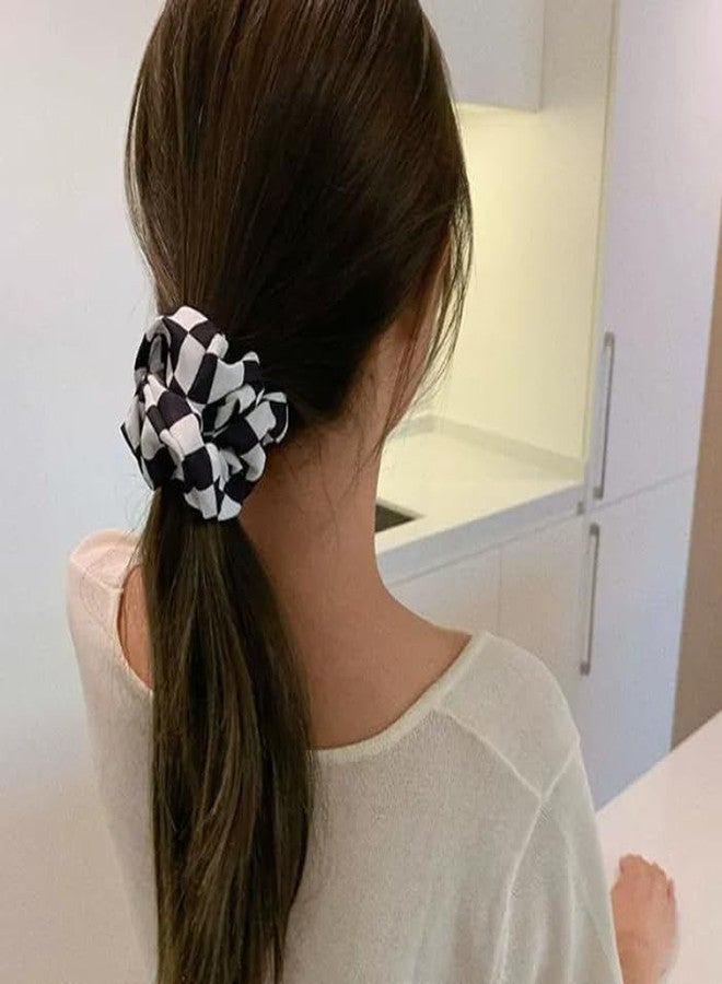 Feilguee 1 PCS Checkered headband and matching hair tie Plaid Hair Accessories for Women.Black and white checkered hairband for Women and Girls - Image 4