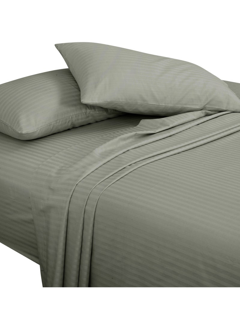 Bliss Casa 3 Pieces 1cm Stripe Bed Sheets Full (140x200+30 cm) - Soft Satin Sheet Set with Pillowcases - Deep Pocket, Hotel Collection, Luxury Bedding Set include 1 fitted Sheet, 2 Pillowcases -Grey - Image 1