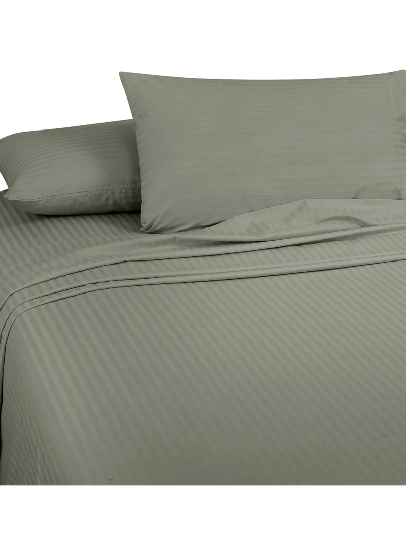 Bliss Casa Bliss Casa 3 Pieces 1cm Stripe Bed Sheets Full (140x200+30 cm) - Soft Satin Sheet Set with Pillowcases - Deep Pocket, Hotel Collection, Luxury Bedding Set include 1 fitted Sheet, 2 Pillowcases -Grey