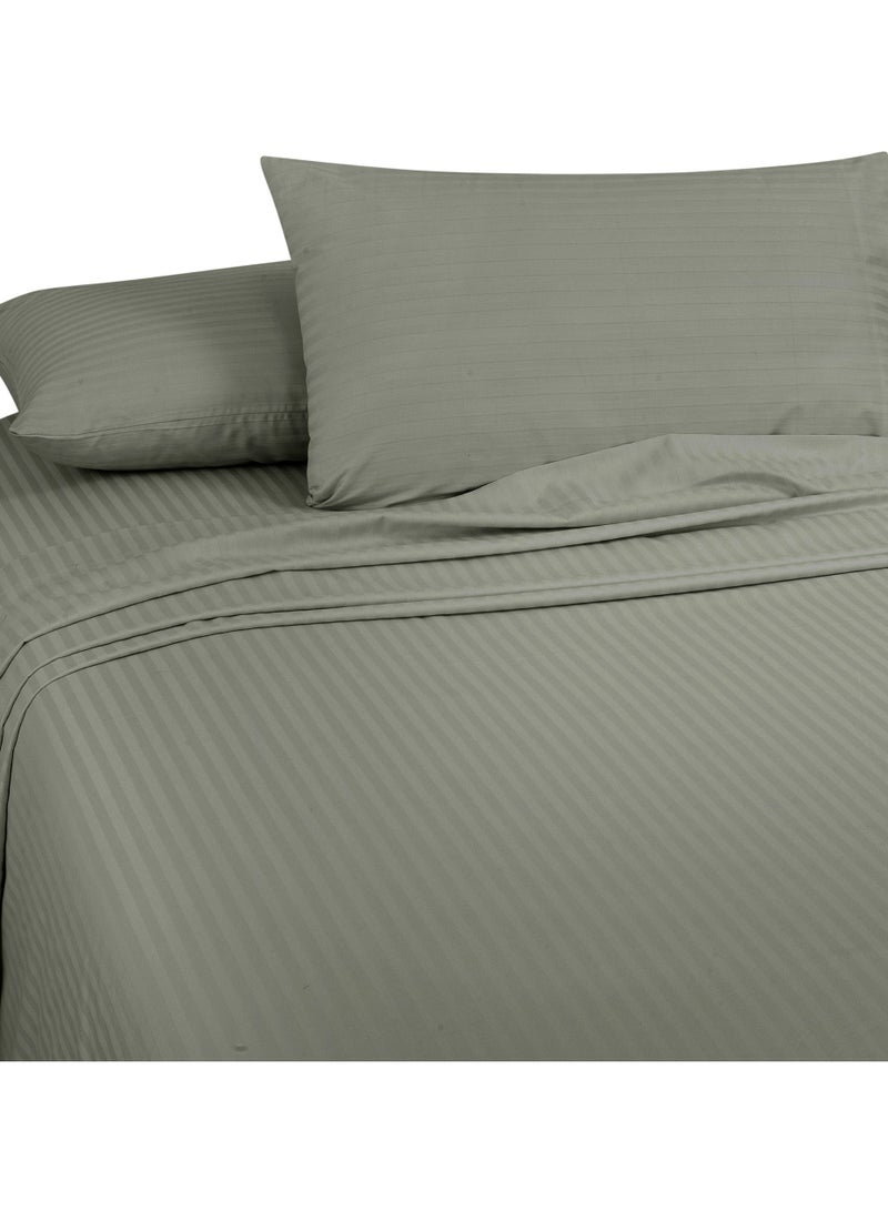 Bliss Casa 3 Pieces 1cm Stripe Bed Sheets Full (140x200+30 cm) - Soft Satin Sheet Set with Pillowcases - Deep Pocket, Hotel Collection, Luxury Bedding Set include 1 fitted Sheet, 2 Pillowcases -Grey - Image 2