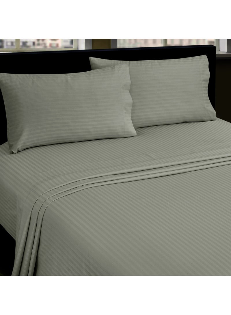 Bliss Casa 3 Pieces 1cm Stripe Bed Sheets Full (140x200+30 cm) - Soft Satin Sheet Set with Pillowcases - Deep Pocket, Hotel Collection, Luxury Bedding Set include 1 fitted Sheet, 2 Pillowcases -Grey - Image 3