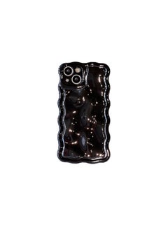 Solid Color Electroplated Water Corrugated IPhone16promax Phone Case Apple 15/14 16e Advanced Sense-Color:xym Wave Meteorite Plating Black-Applicable Model:14pro Max (without Packaging)