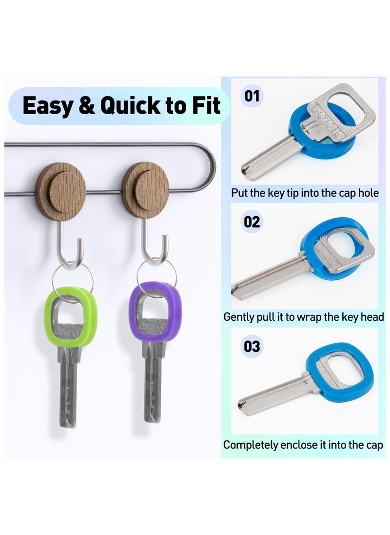 phomemo Key Caps Covers Tags, Plastic Key Color Identifiers for Standard Flat House Keys(Not Suitable for Odd-Shaped Keys), Key Coding Rings in 10 Assorted Colors, 30 PCS  - Image 4