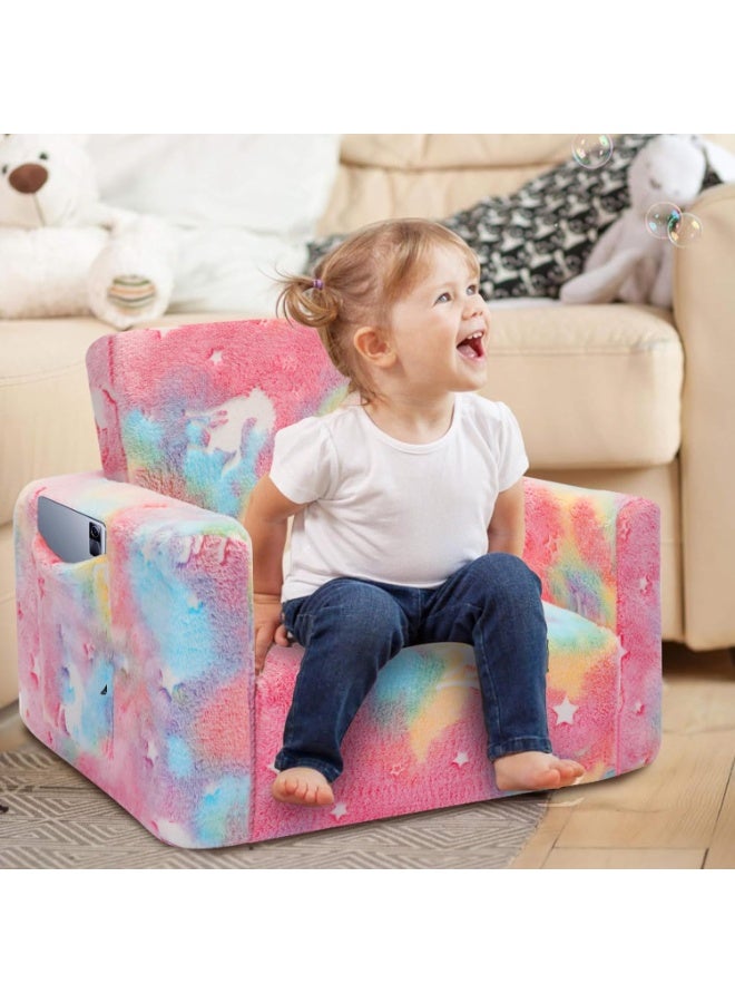 والالا أريكة قابلة للطي للأطفال، سرير كرسي للأطفال الصغار، أريكة بذراعين ناعمة قابلة للطي للأطفال، أريكة استرخاء قابلة للسحب، أريكة قابلة للتحويل للأطفال، كرسي استرخاء مريح للأطفال، وسادة نوم للأطفال مع إضاءة متوهجة في الظلام - Image 5