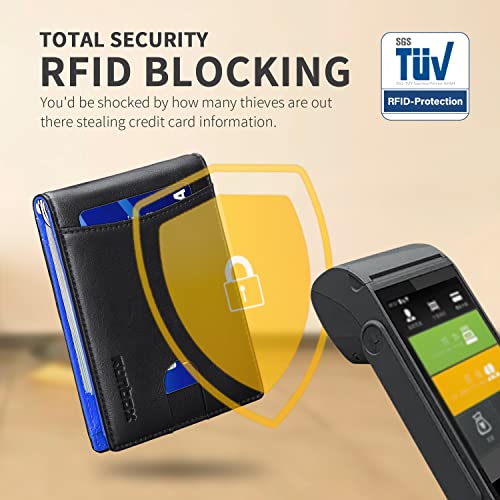 RUNBOX Slim Wallet for Men Genuine Leather RFID Blocking Bifold Minimalist Front Pocket Mens Wallet with Money Clip Thin Gift Box - Image 5