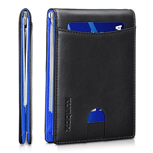 RUNBOX Slim Wallet for Men Genuine Leather RFID Blocking Bifold Minimalist Front Pocket Mens Wallet with Money Clip Thin Gift Box - Image 1