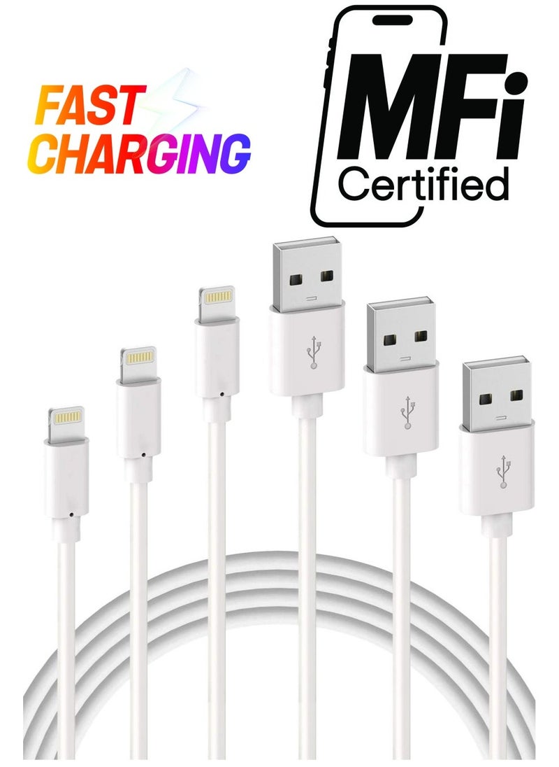 Raxoom iPhone Charger Cable - Apple MFi Certified 3Pack 1+2+3M iPhone Charging Cable for iPhone SE 2020 11 Xs Max XR X 8 Plus 7 Plus 6 Plus 5s SE iPad Pro and More - Image 1