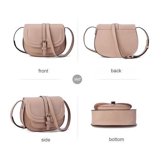 AFKOMST Crossbody Bags for Women,Small Saddle Purse and Boho Cross Body Handbags,Vegan Leather, Pink - Image 3