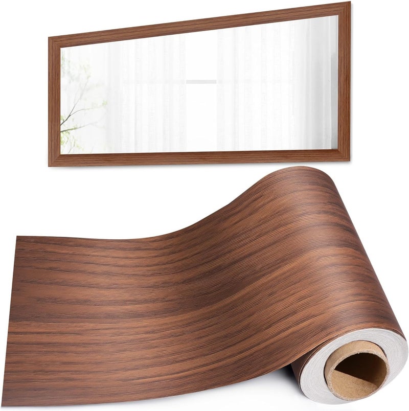 DEEPLITE Coffee Wooden Border Peel and Stick Marble Contact Paper for Countertops Border Stickers for Wall Decor Waterproof Self Adhesive 4x120 inch - Image 1