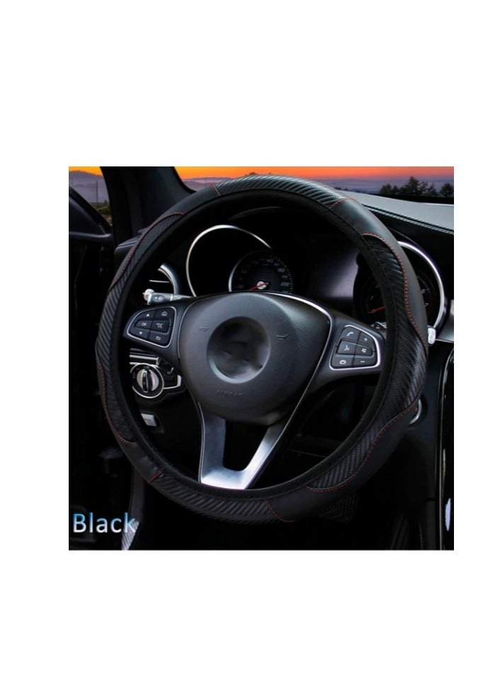 Carbon Fiber Car Steering Wheel Cover, Universal Breathable Anti Slip Steering Wheel Covers, Car Interior Accessories for Men and Women, Fit for Most Car and trucks - Image 1