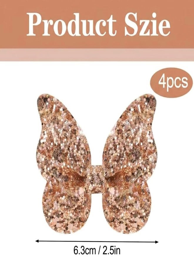 CartHome 4Pcs Butterfly Clips for Hair,Hair Accessories, Gold and Pink Butterfly Hair Clips for Styling, Hair Clips for Women and Girls, Butterfly Hair Accessories for Various Hairstyles - Image 2