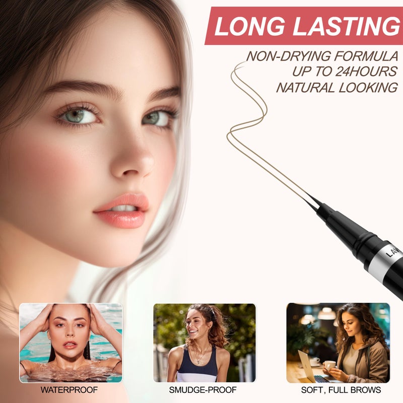 LAVONE Eyebrow Pencil, 2-in-1 Waterproof Eyebrow Pen, with 2 Tip Microblading Eyebrow Pencil and Ultra-Precise Brow Pencil, with Eyebrow Brush, Eyebrow Pencils for Women,Natural Hair-Like Brows-Dark Blonde - Image 4