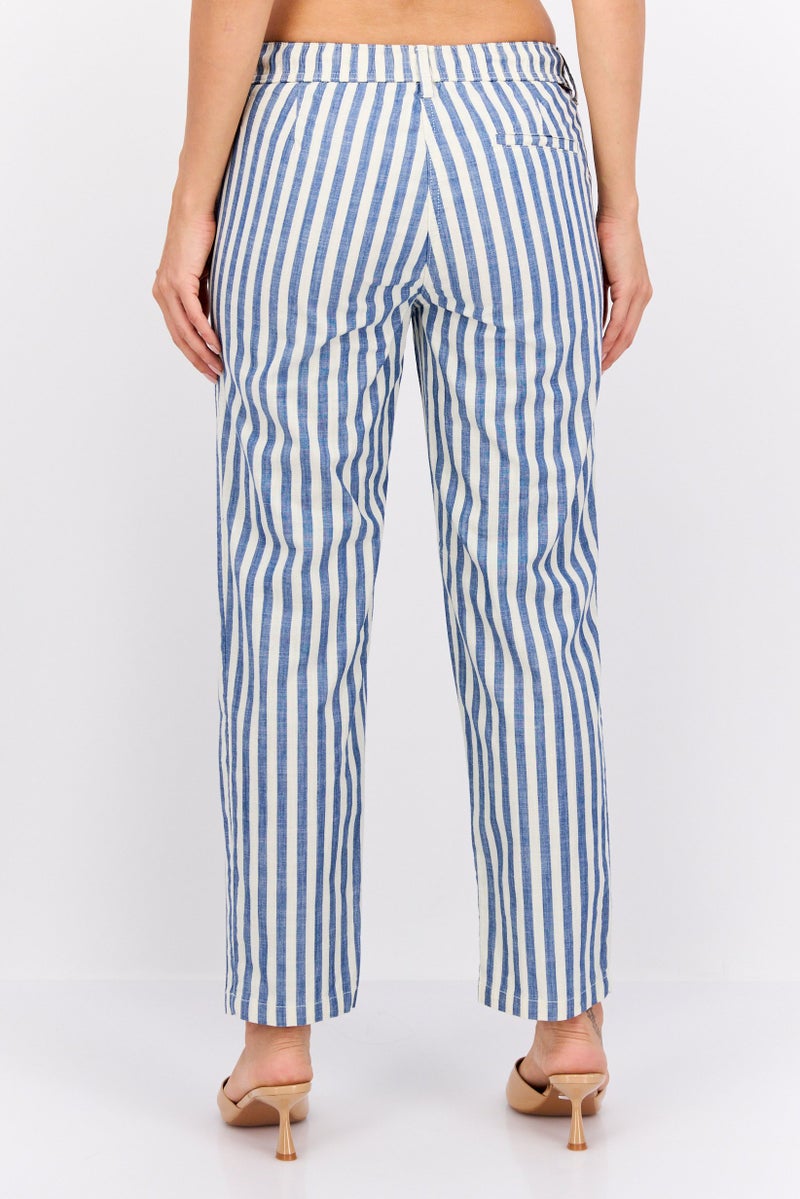 Robe Di Kappa Women Perfect Fit  Stripe Straight Leg Pants, Blue - Image 3