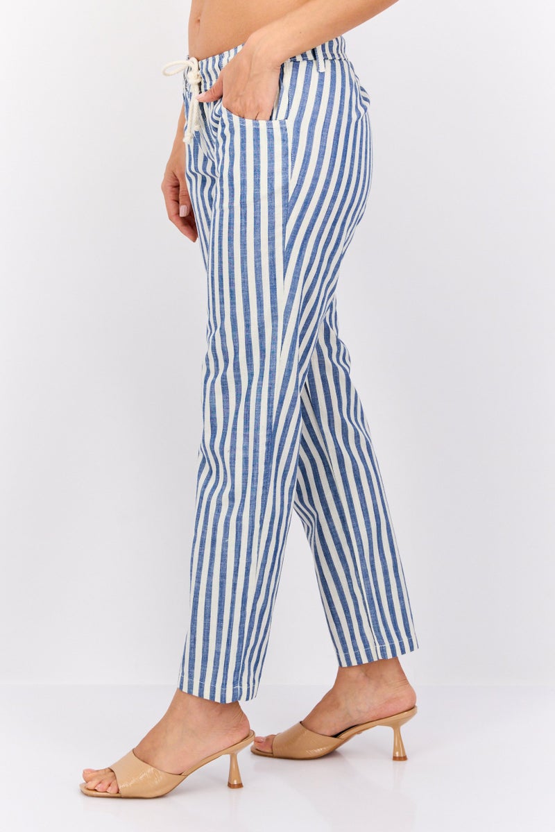 Robe Di Kappa Women Perfect Fit  Stripe Straight Leg Pants, Blue - Image 4