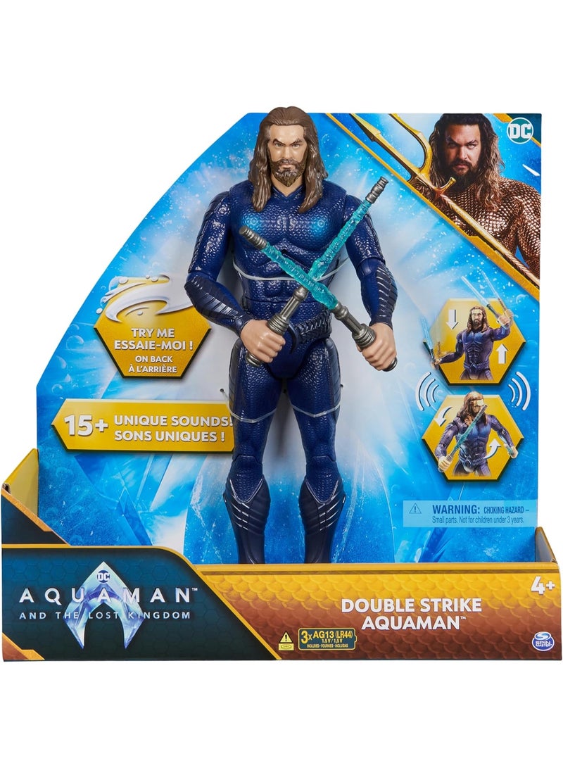 سبن ماستر مجسم أكوامان من دي سي كوميكس، إصدار دبل سترايك، بطول 30 سم، ببدلة التخفي، مزود بأضواء وأصوات، و11 نقطة مفصلية، لعبة أطفال قابلة للتجميع من فئة الأبطال الخارقين للأولاد - Image 1
