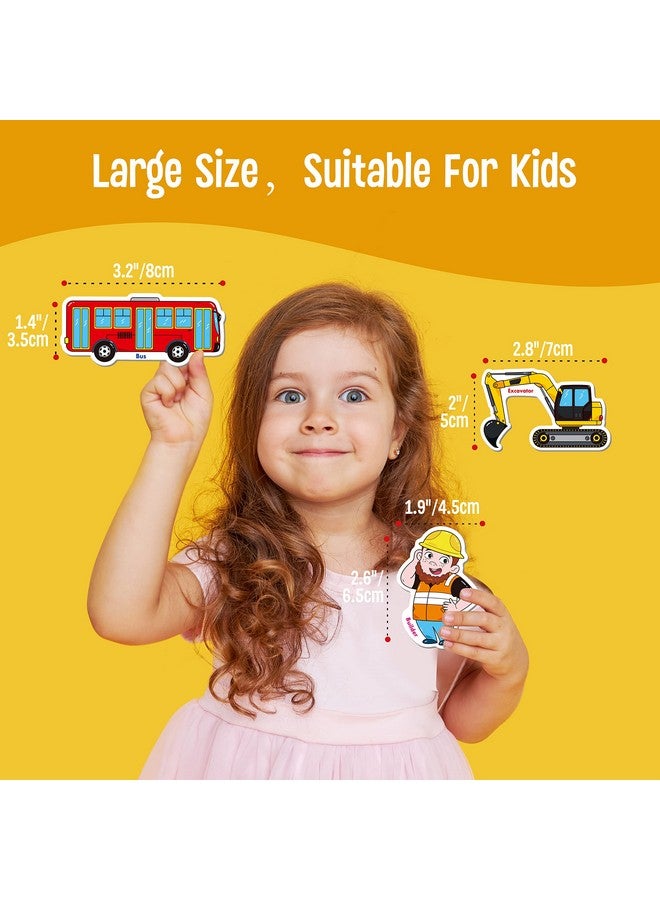 SpriteGru 40 Pcs Vehicle Magnets, Vehicles And Professions Fridge Magnets For Kids-Common Vehicles, Airplane, Boat & Occupations-Magnetic Transport Refrigerator Decors Educational Learning Toys For Toddlers - Image 2