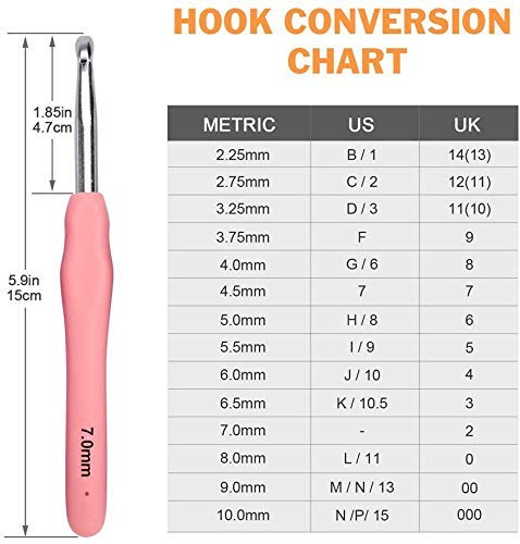 BCMRUN Large Crochet Hooks, BCMRUN Size 6.5mm(K)-10.0mm(P) Crochet Hooks Knitting Needles Set Ergonomic Grip Soft Handles Crochet Hook,Large-Eye Blunt Needles,Stitch Marker, Tape Measure in Case - Image 3