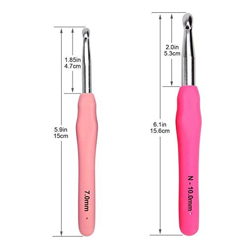 BCMRUN Large Crochet Hooks, BCMRUN Size 6.5mm(K)-10.0mm(P) Crochet Hooks Knitting Needles Set Ergonomic Grip Soft Handles Crochet Hook,Large-Eye Blunt Needles,Stitch Marker, Tape Measure in Case - Image 2