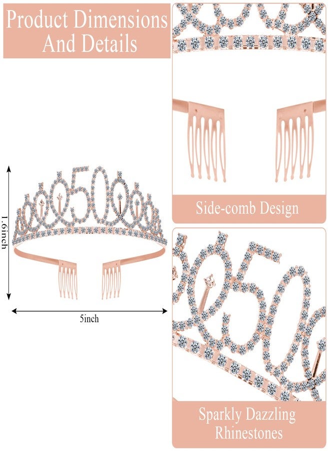 كانلير مجموعة زينة عيد الميلاد الخمسين من كانلييه، ١٠ قطع، للنساء: نظارات لامعة باللون الذهبي الوردي، وشاح وتاج، إكسسوار مثالي لحفلات أعياد الميلاد. - Image 4