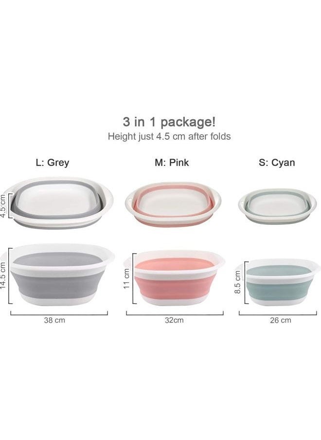 Arabest - Collapsible Wash Basin, Portable and Space Saving, Multi-Function Use, Plastic+TPR, Large and High Capacity (Pack of 3) - Image 1
