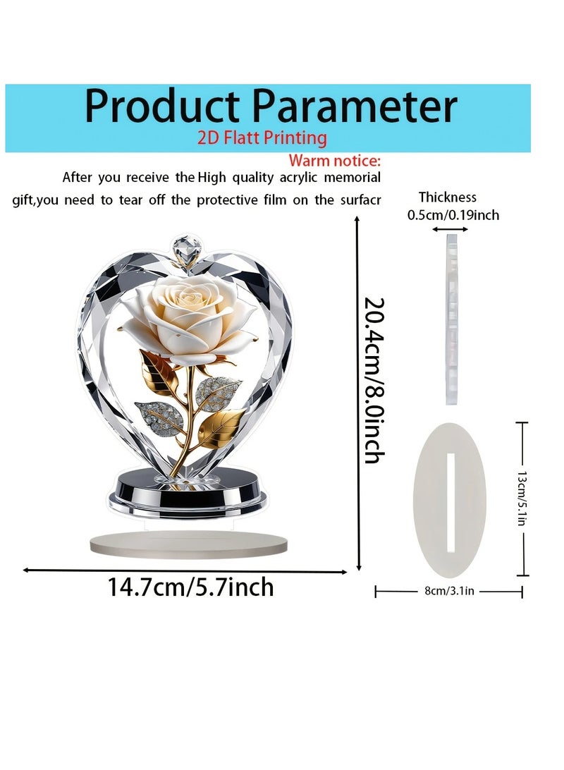 بامير ديكورات أكريليك على شكل وردة - لوحة فنية جدارية زهرية على الطراز البوهيمي مع لمسات ذهبية لامعة، طباعة مسطحة ثنائية الأبعاد لديكور المنزل، عيد الحب، عيد الأم، الكريسماس، ذكرى الزواج، هدايا أعياد الميلاد ورأس السنة الجديدة، ديكورات ورد، تفاصيل دقيقة، لمسة نهائية لامعة، طباعة مسطحة ثنائية الأبعاد - Image 4